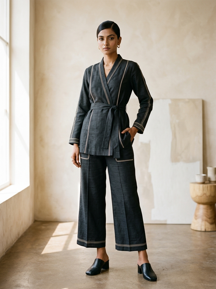 Co-ord Sets — Contemporary tailored khadi, linen & raw silk twin-sets